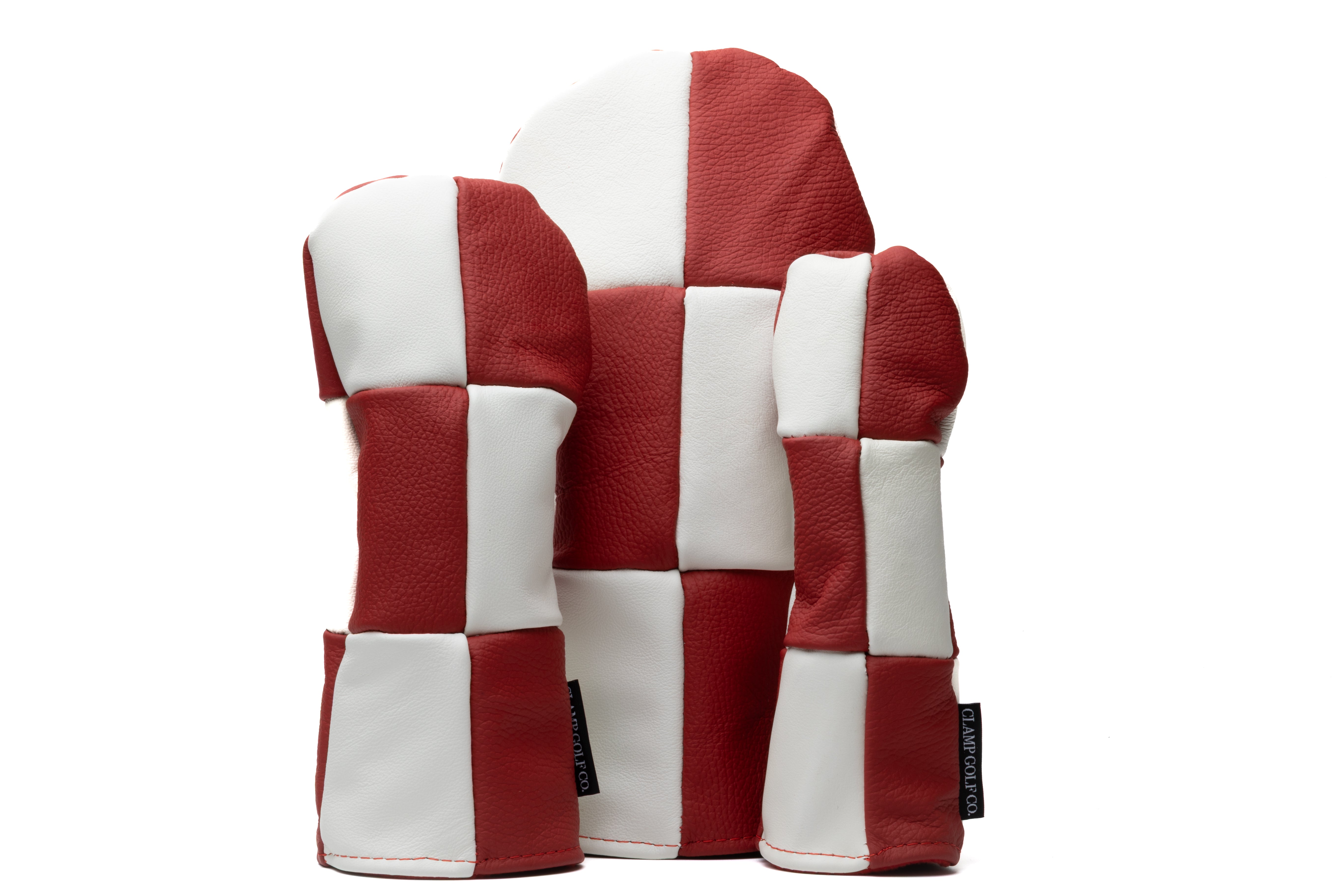 Red & White Patchwork Genuine Leather Headcovers