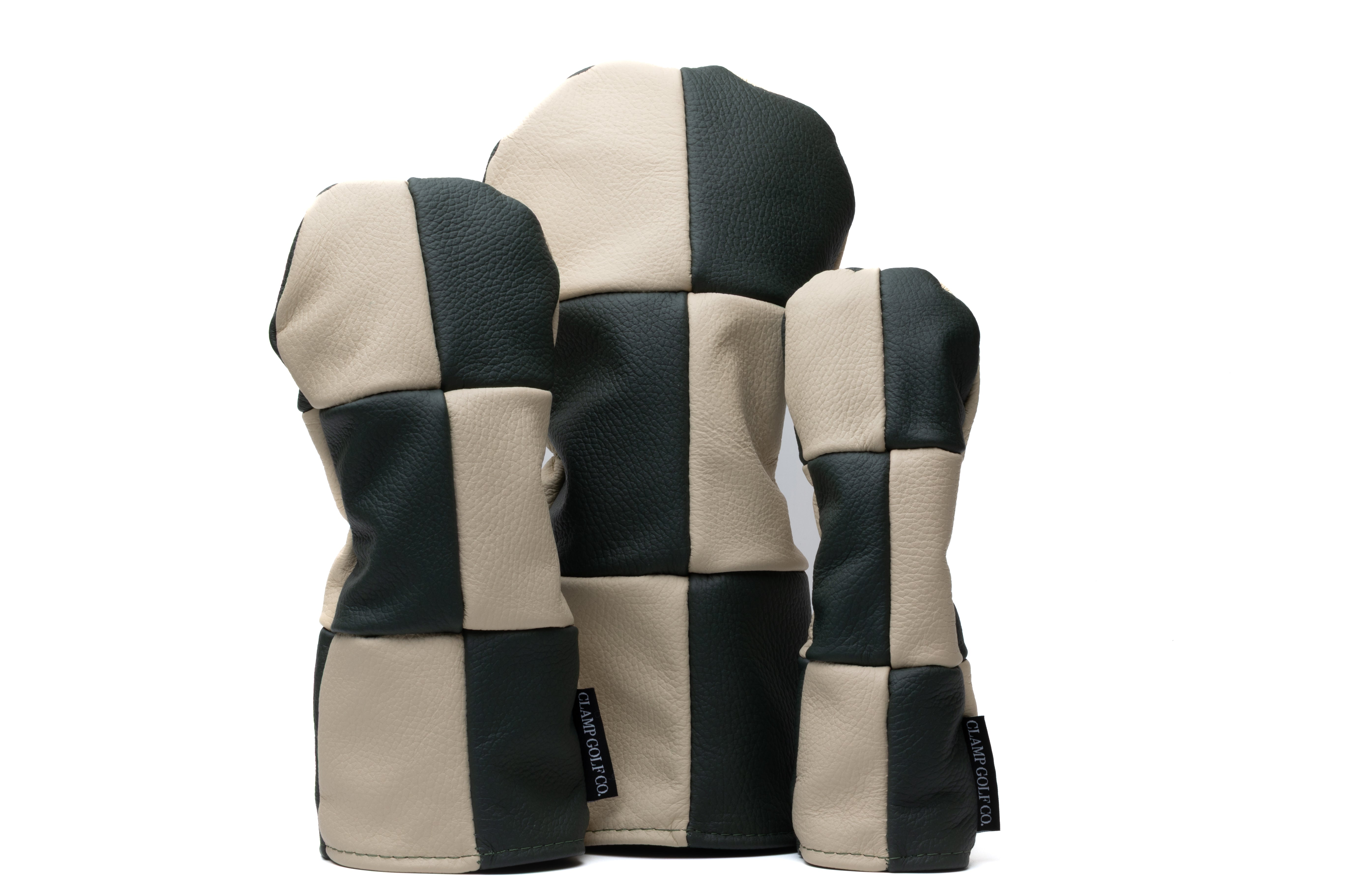 Green & Cream Patchwork Genuine Leather Headcovers